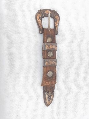 Vintage Sterling / Copper Ranger Belt Buckle Set (4 Piece With Keepers & Tip)